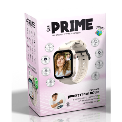 שעון טלפון חכם KidiWatch עם תשלום NFC דגם PRIME שחור