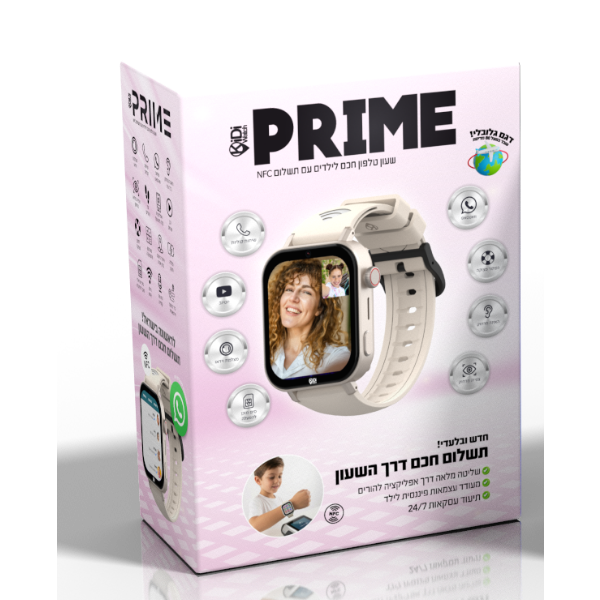 שעון טלפון חכם KidiWatch עם תשלום NFC דגם PRIME שחור