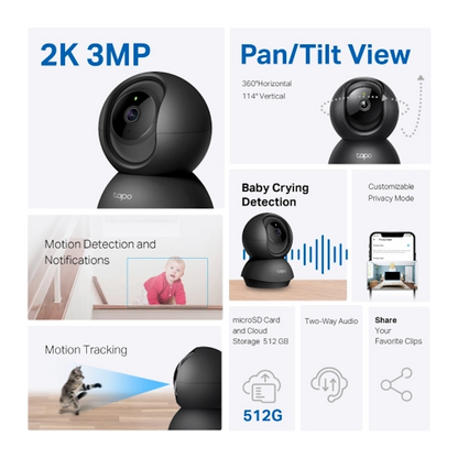 מצלמת אבטחה 360° Tapo C211 3MP מבית TP-LINK