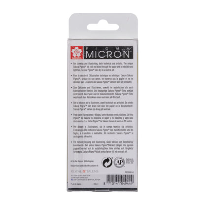 סט 6 עטי רפידוגרף מקצועי Sakura Pigma Micron fineliner set
