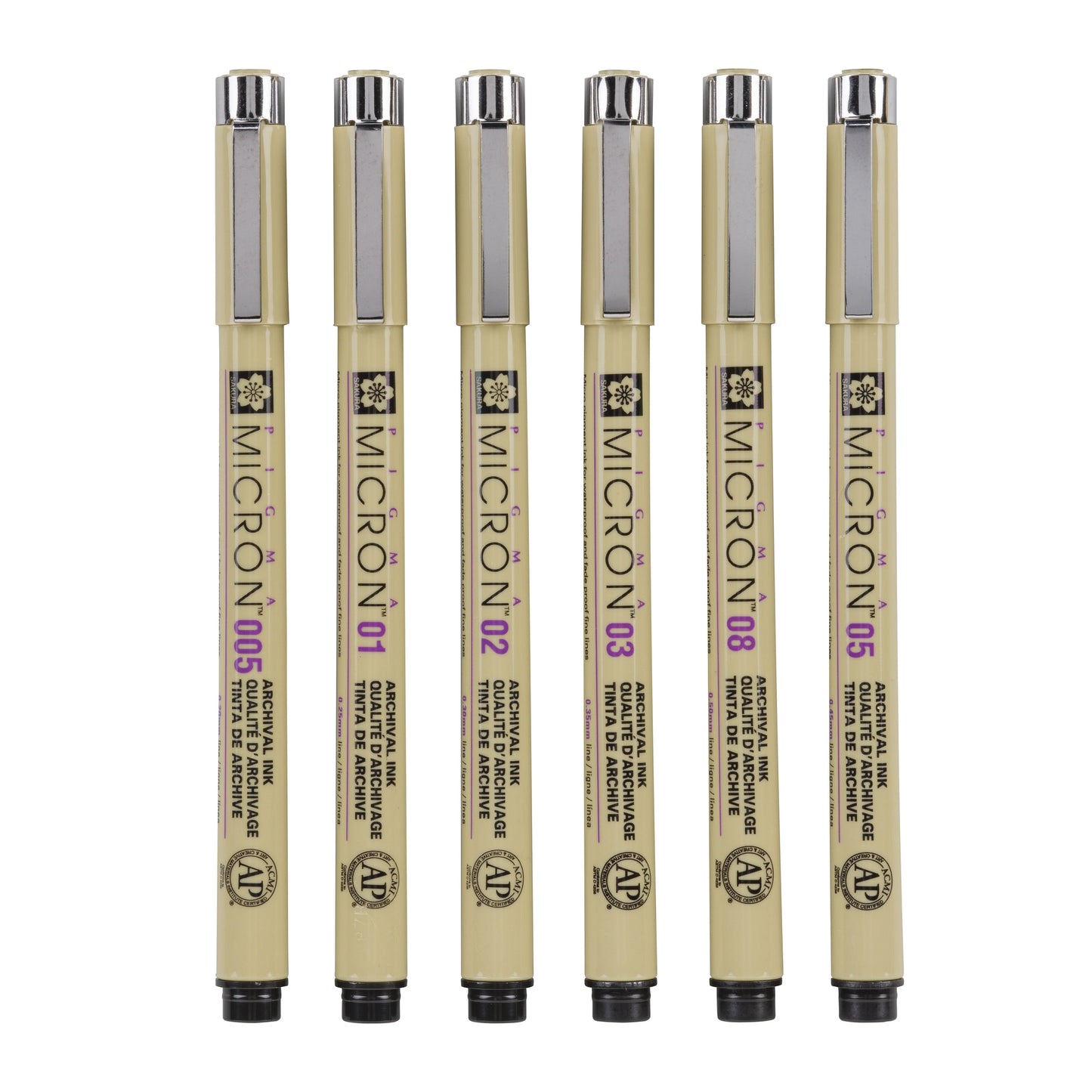 סט 6 עטי רפידוגרף מקצועי Sakura Pigma Micron fineliner set
