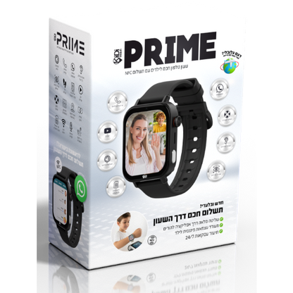 שעון טלפון חכם KidiWatch עם תשלום NFC דגם PRIME שחור