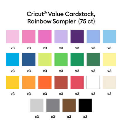 מארז קארדסטוק צבעוני (75יח') Cricut Value Cardstock Rainbow