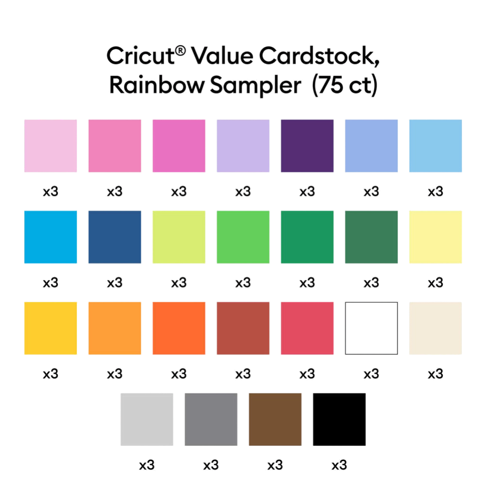 מארז קארדסטוק צבעוני (75יח') Cricut Value Cardstock Rainbow