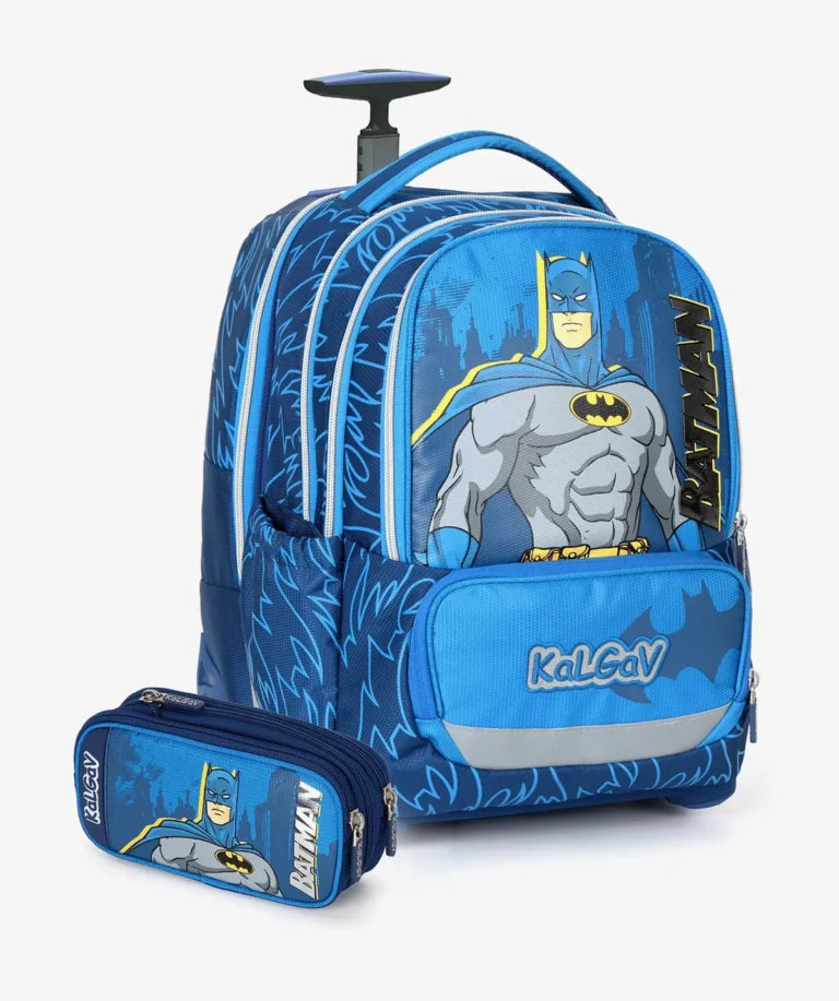 סט תיק טרולי אורטופדי וקלמר Itrolly Batman כחול