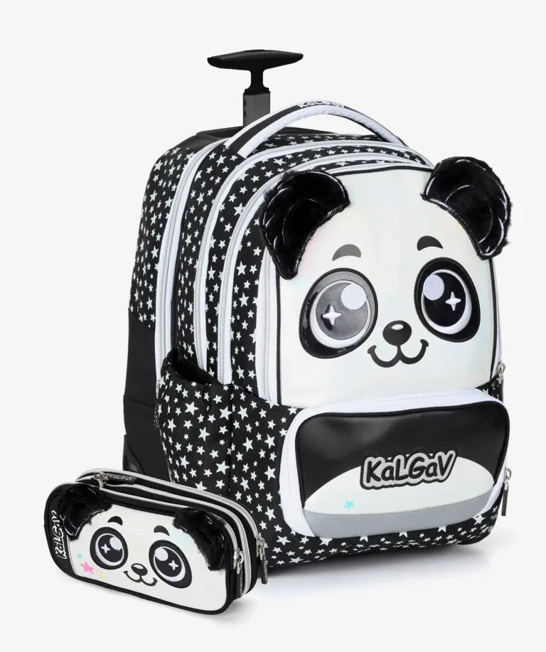סט תיק טרולי אורטופדי וקלמר Itrolly Panda שחור/לבן