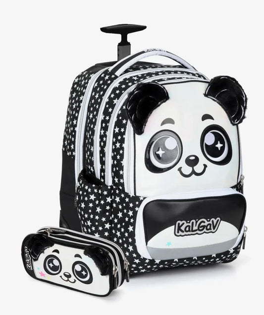 סט תיק טרולי אורטופדי וקלמר Itrolly Panda שחור/לבן