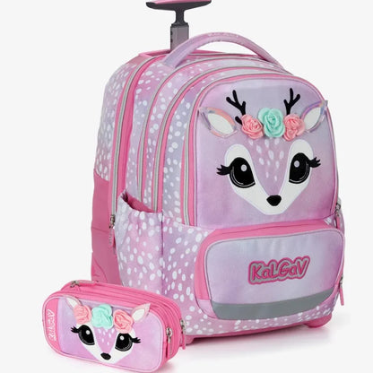 סט תיק טרולי אורטופדי וקלמר Itrolly Deer לילך
