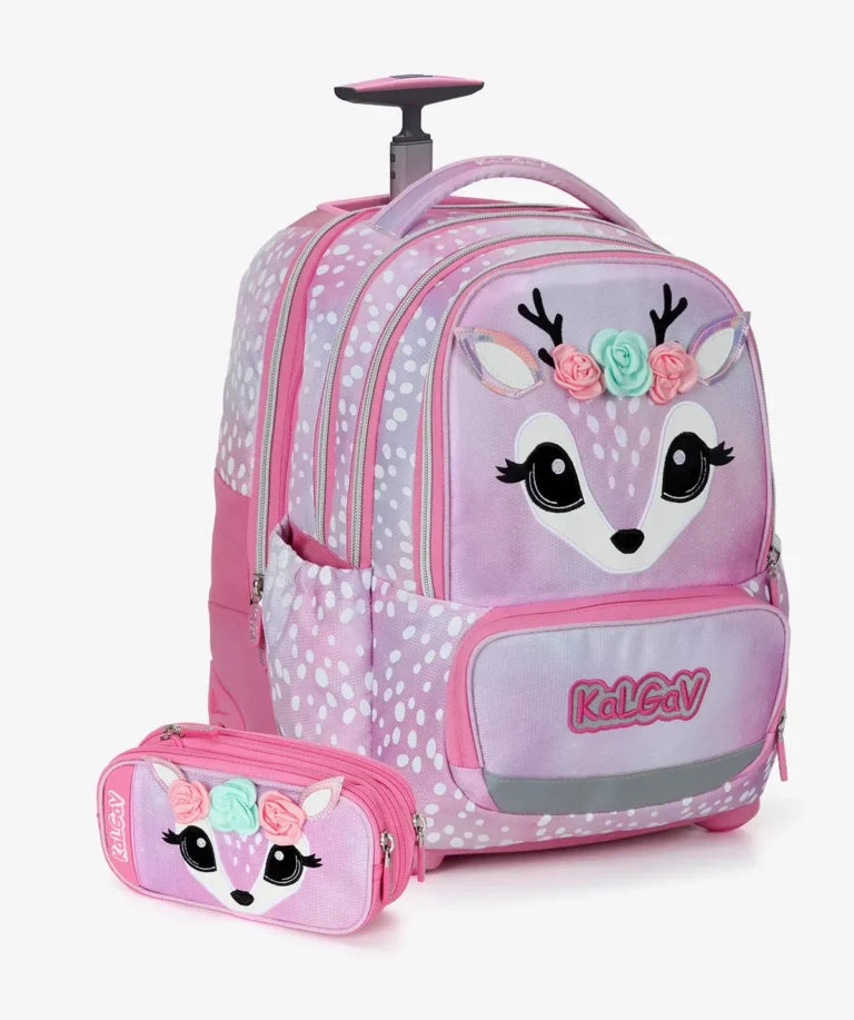 סט תיק טרולי אורטופדי וקלמר Itrolly Deer לילך