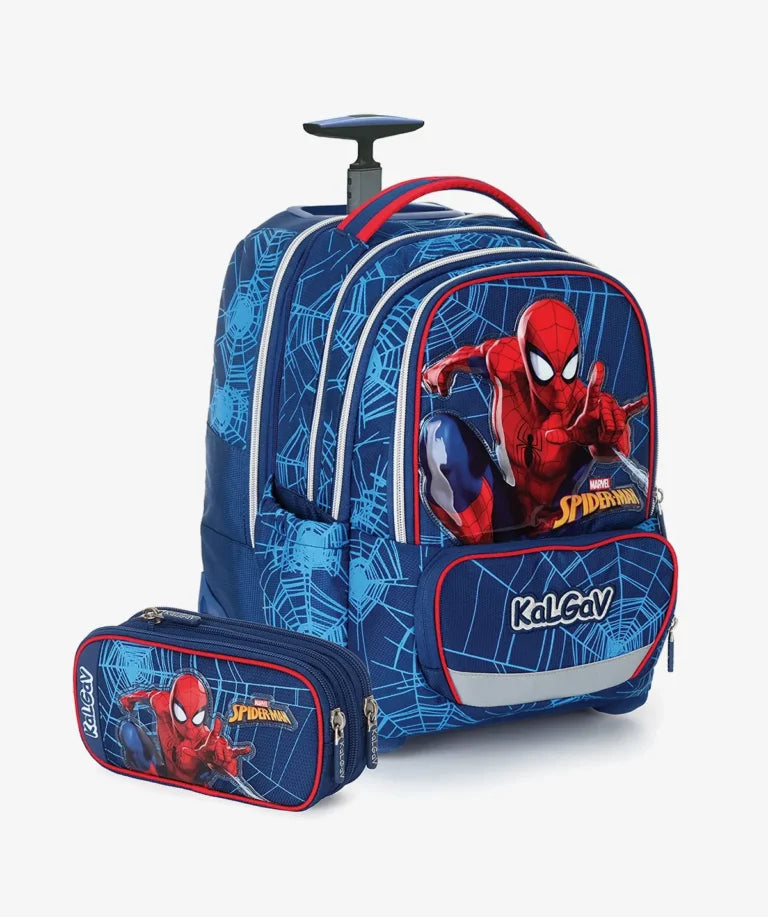 סט תיק טרולי אורטופדי וקלמר Itrolly Spiderman כחול