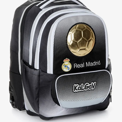 סט תיק טרולי אורטופדי וקלמר Itrolly Real Madrid שחור/לבן