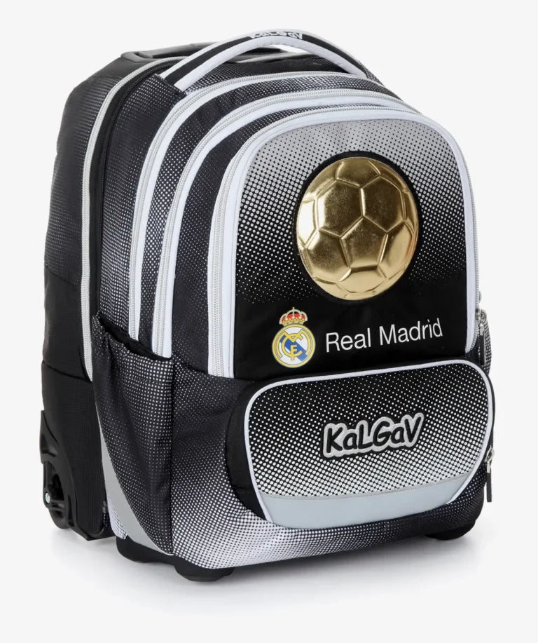 סט תיק טרולי אורטופדי וקלמר Itrolly Real Madrid שחור/לבן