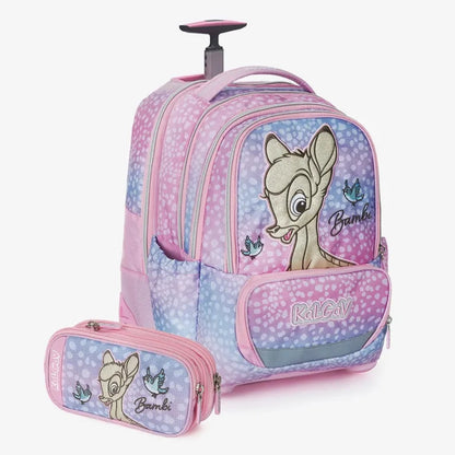 סט תיק טרולי אורטופדי וקלמר Itrolly Bambi ורוד בהיר