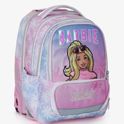 סט תיק טרולי אורטופדי וקלמר Itrolly Barbie ורוד/הוואי