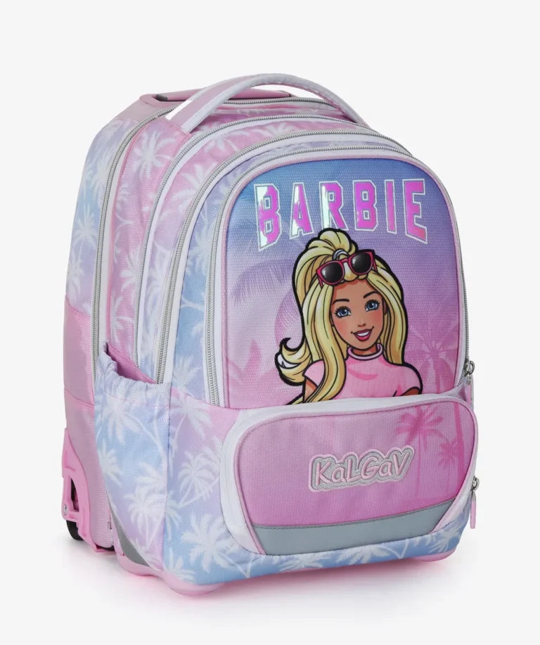 סט תיק טרולי אורטופדי וקלמר Itrolly Barbie ורוד/הוואי