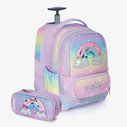 סט תיק טרולי אורטופדי וקלמר Itrolly Rainbow לילך/גרדיאנט