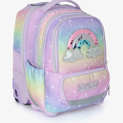 סט תיק טרולי אורטופדי וקלמר Itrolly Rainbow לילך/גרדיאנט