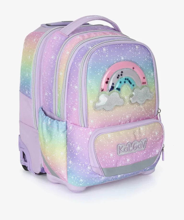 סט תיק טרולי אורטופדי וקלמר Itrolly Rainbow לילך/גרדיאנט