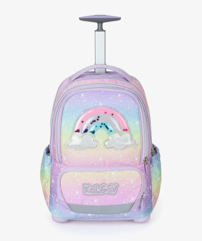 סט תיק טרולי אורטופדי וקלמר Itrolly Rainbow לילך/גרדיאנט