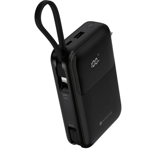 מטען נייד 10,000mAh + צג וכבלים מובנים Miracase שחור