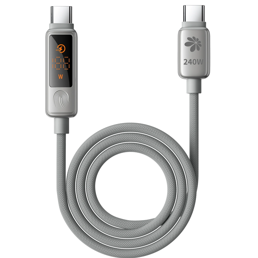 כבל שזור 1.2מ' דיגיטלי MTCD 240W C-C אפור MIRACASE