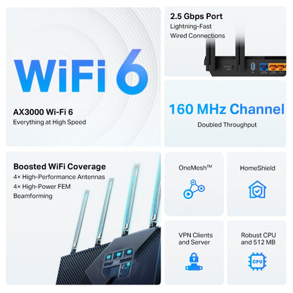 נתב אלחוטי TP-Link Archer AX55 Pro AX3000 Wi-Fi 6