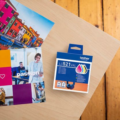 סט 4 ראשי דיו מקוריים Brother LC521