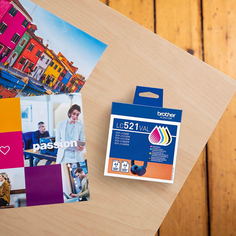 סט 4 ראשי דיו מקוריים Brother LC521