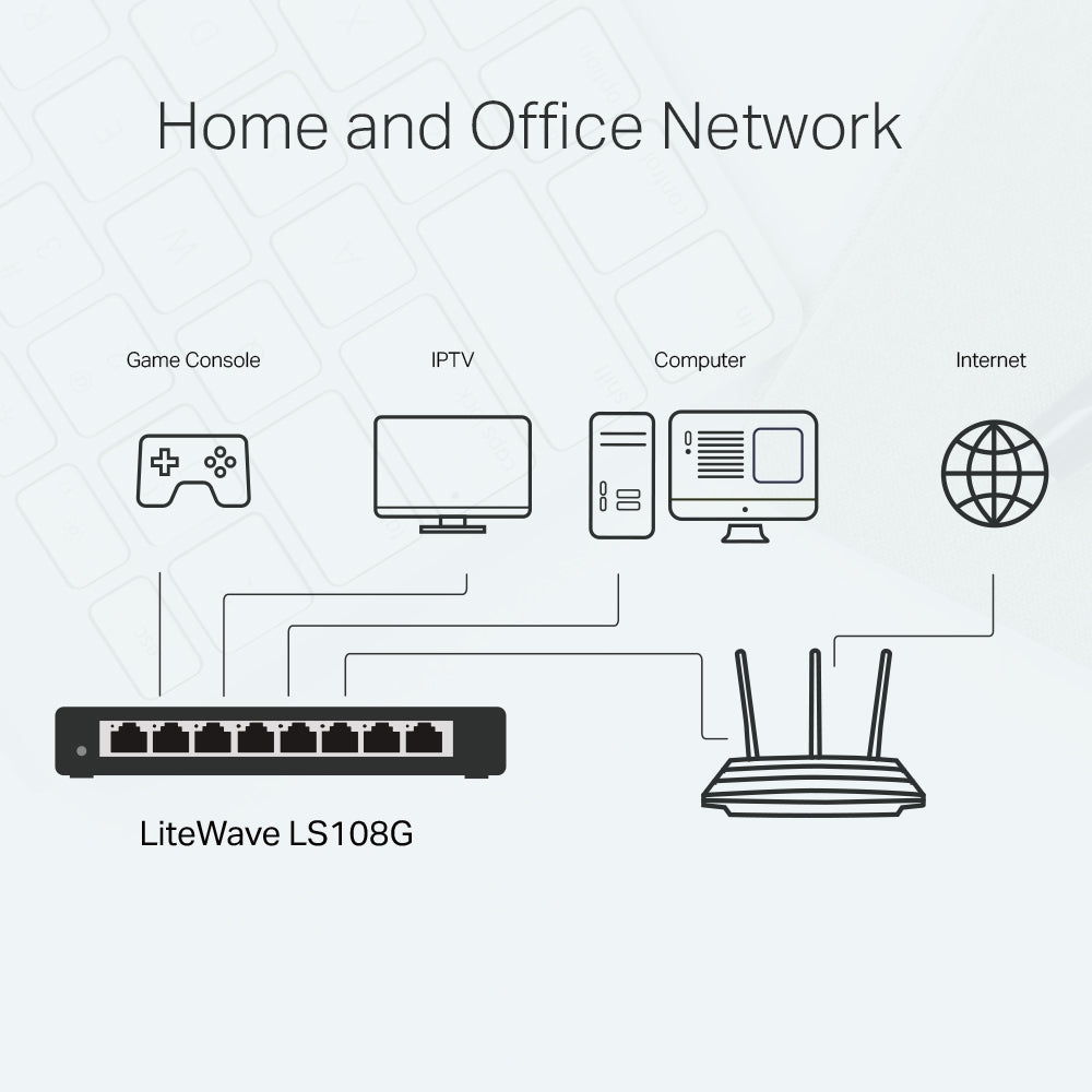 מתג מתכת LS108G 8-Port Desktop Switch Tp-link