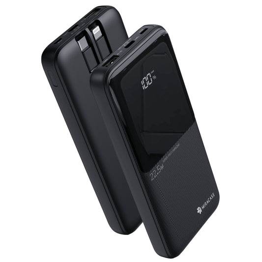 מטען נייד 10,000mAh + צג וכבלים מובנים Miracase שחור