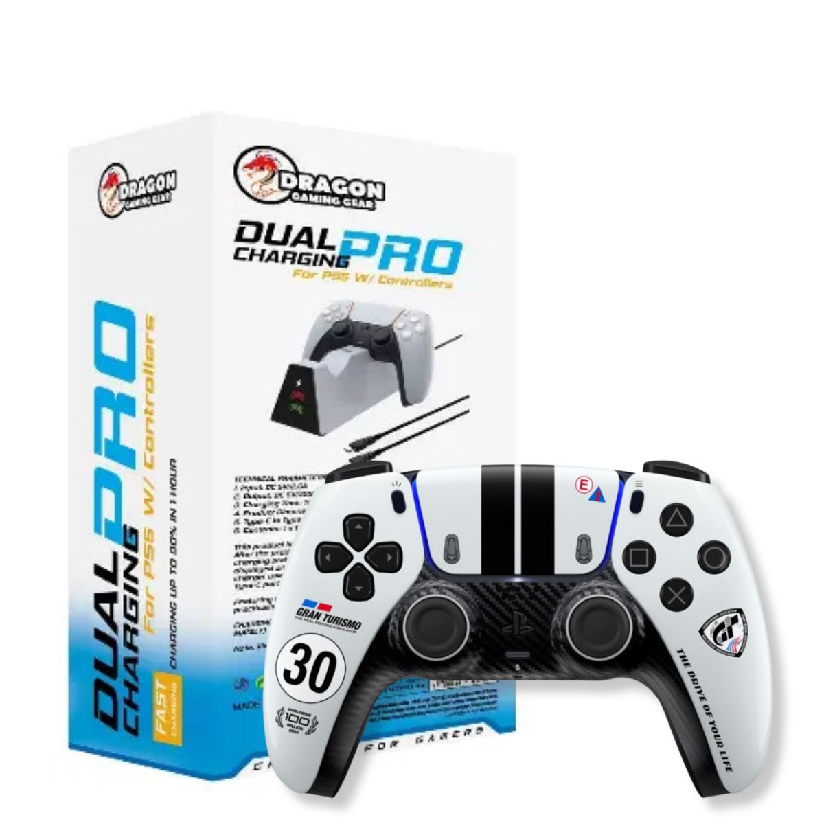 באנדל בקר אלחוטי DualSense Gran Turismo PS5 - במהדורת מוגבלת עם מטען בקרים