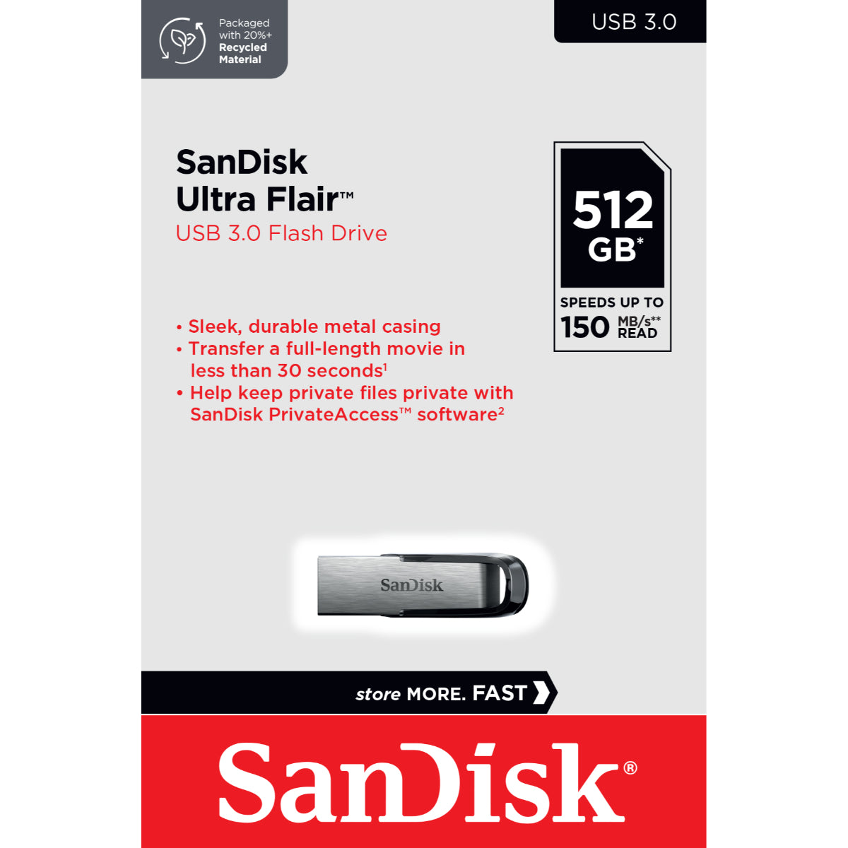 זיכרון נייד SanDisk Ultra Flair Z73 512GB