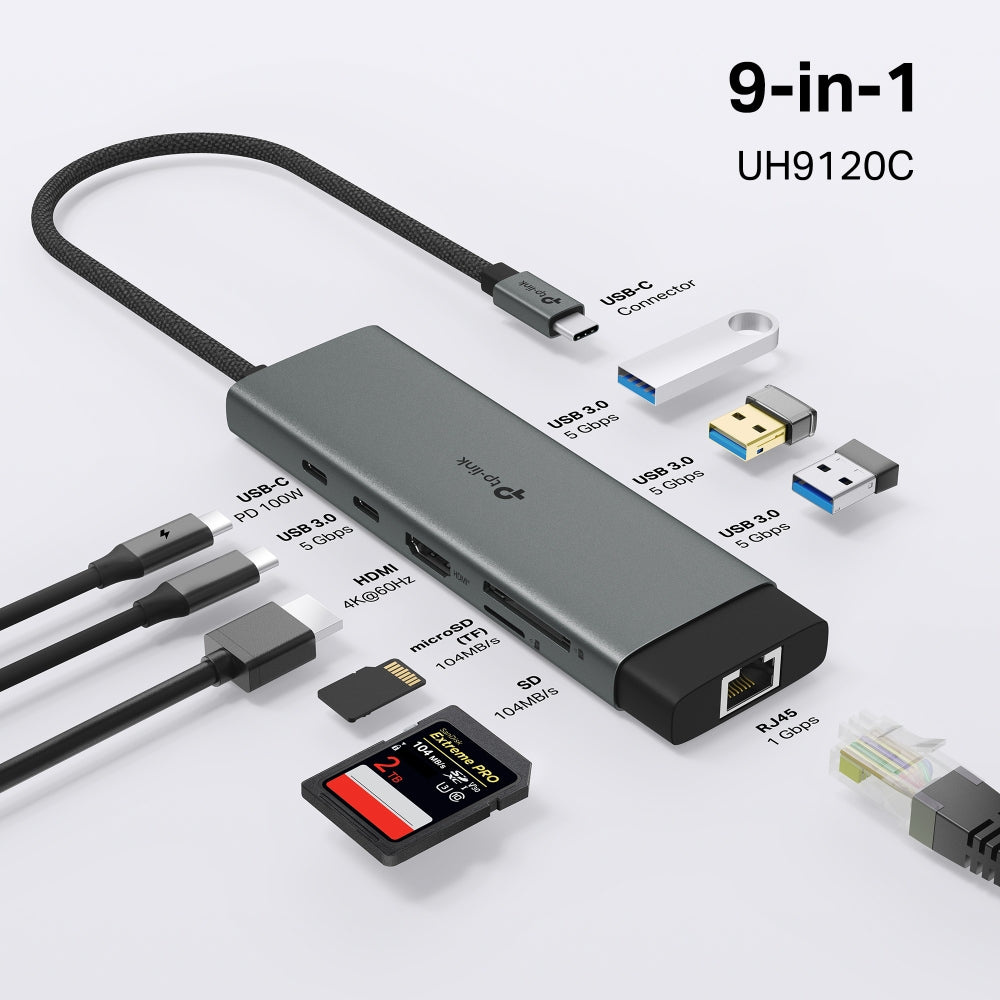 תחנת עגינה UH9120C USB Type-C 9-in-1 Hub Tp-link