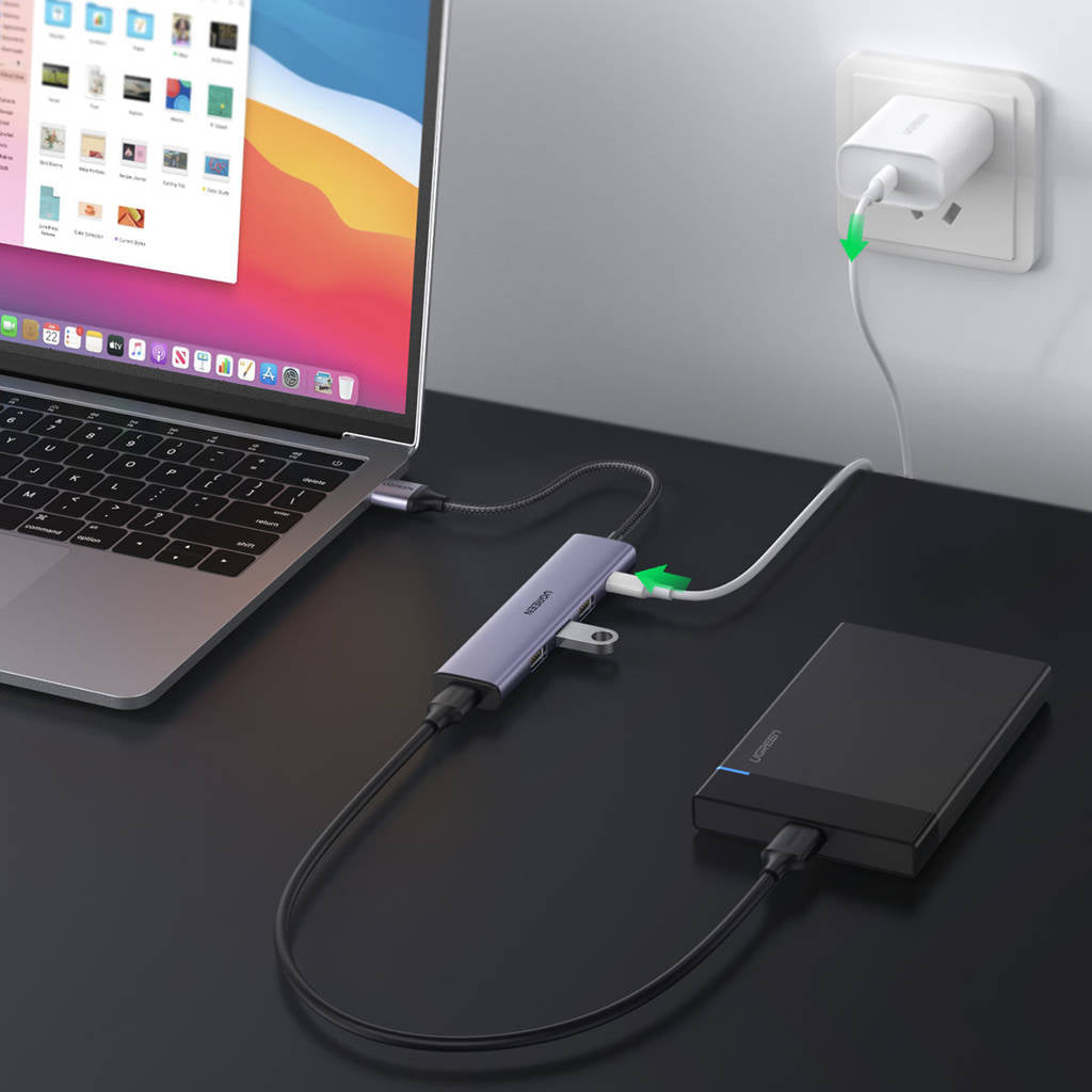 מפצל-usb-a-עם-4-חיבורי-usb-a-וחיבור-usb-c-ugreen