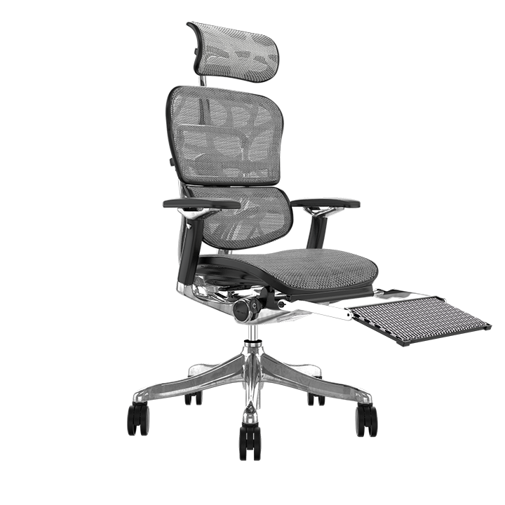 כיסא ארגונומי עם משענת רגליים Comfort UK - Ergohuman Luxury אפור