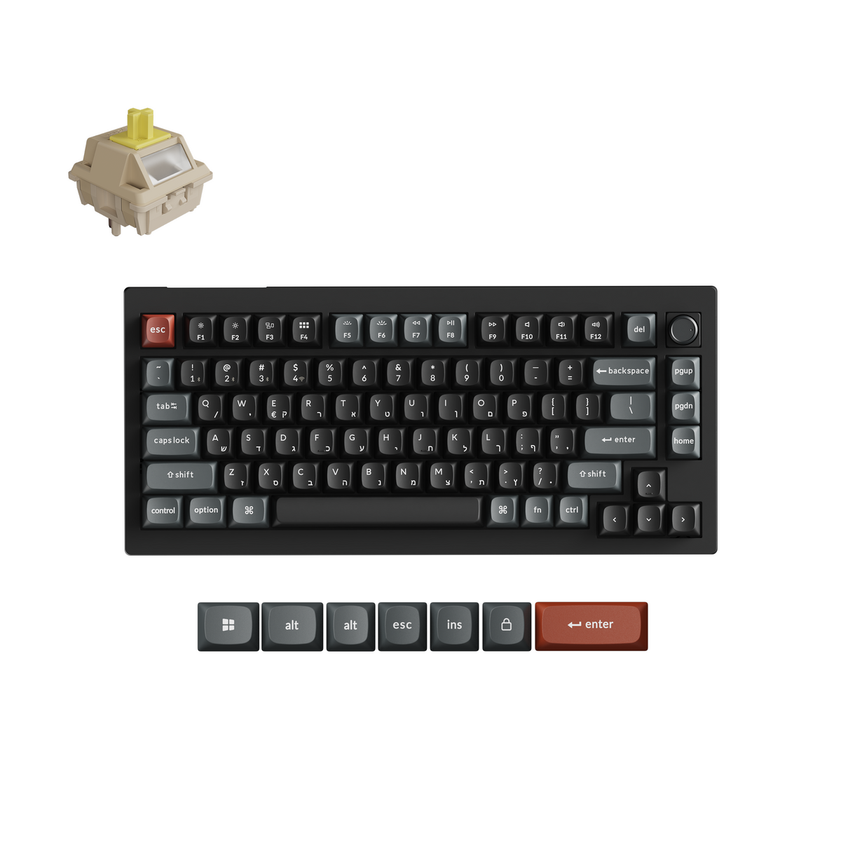 מקלדת גיימינג מכנית אלחוטית KEYCHRON V1U 8K SILK POM
