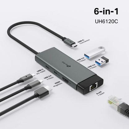 UH6120C רכזת USB Type-C 6-in-1 Hub מבית TP-LINK