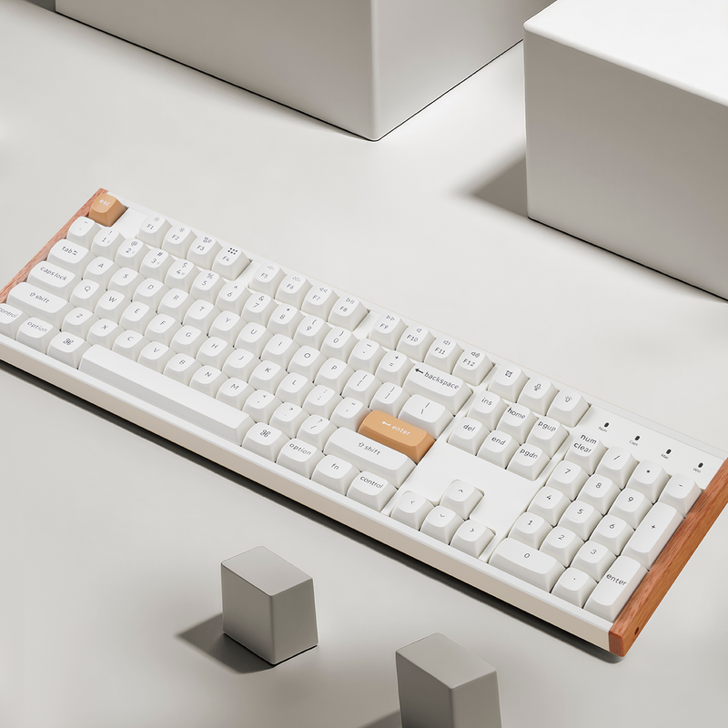 מקלדת גיימינג אלחוטית עם מתגים מגנטיים KEYCHRON K10 לבן עץ
