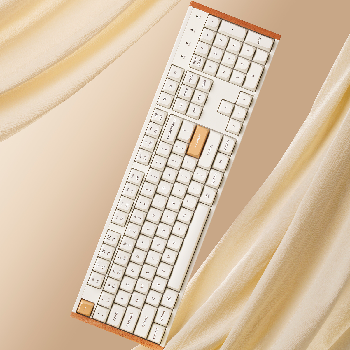 מקלדת גיימינג אלחוטית עם מתגים מגנטיים KEYCHRON K10 לבן עץ