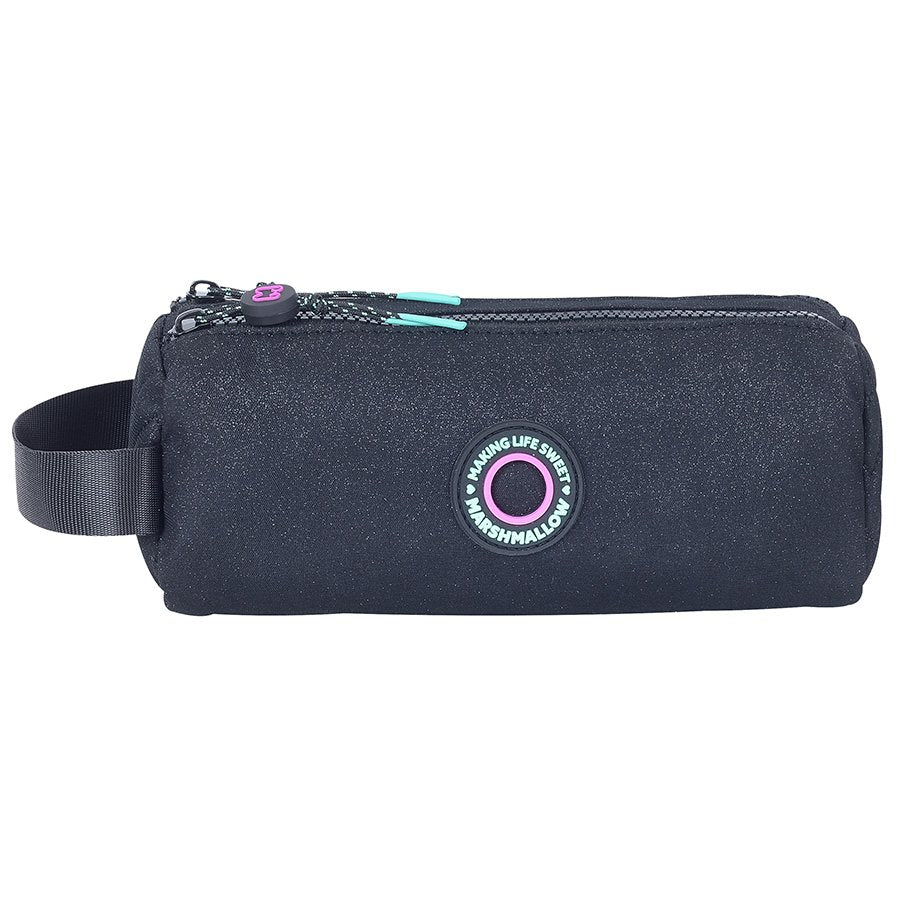 קלמר 2 תאים שחור נוצץ- מרשמלו