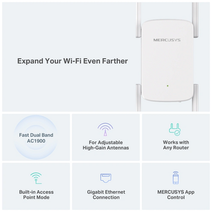 MERCUSYS מבית ME50G AC1900 Range Extender מגדיל טווח