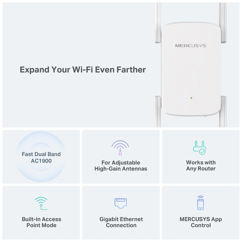 MERCUSYS מבית ME50G AC1900 Range Extender מגדיל טווח