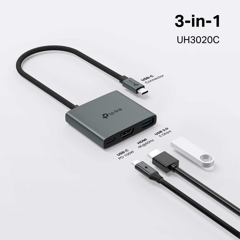רכזת USB‑C UH3020C USB Type‑C 3‑in‑1 Hub מבית TP‑LINK