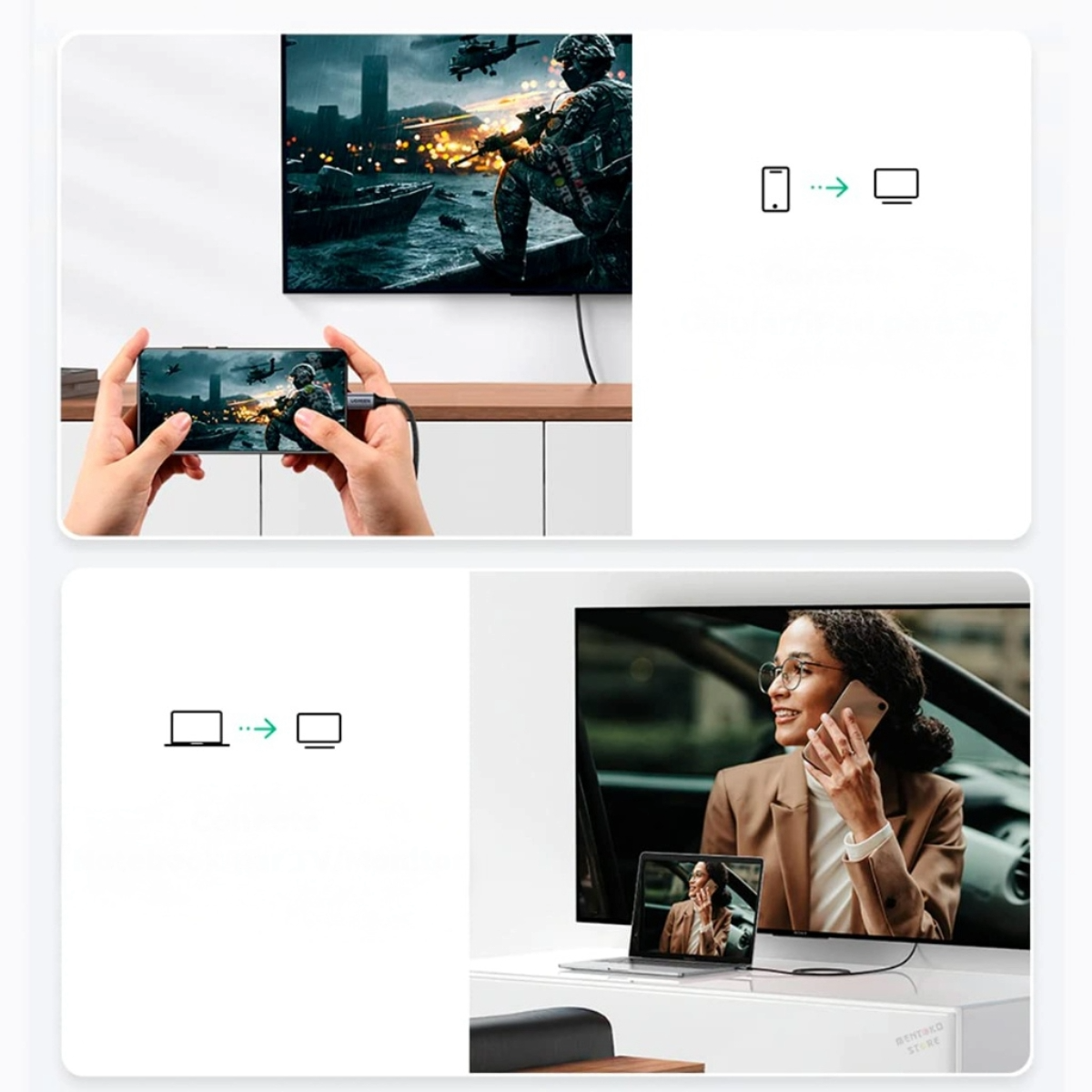 כבל שחור UGREEN 1.5M Type-C to HDMI