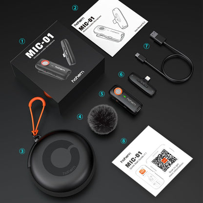 מיקרופון אלחוטי לסמארטפון Hohem MIC-01 1TX + 1RX