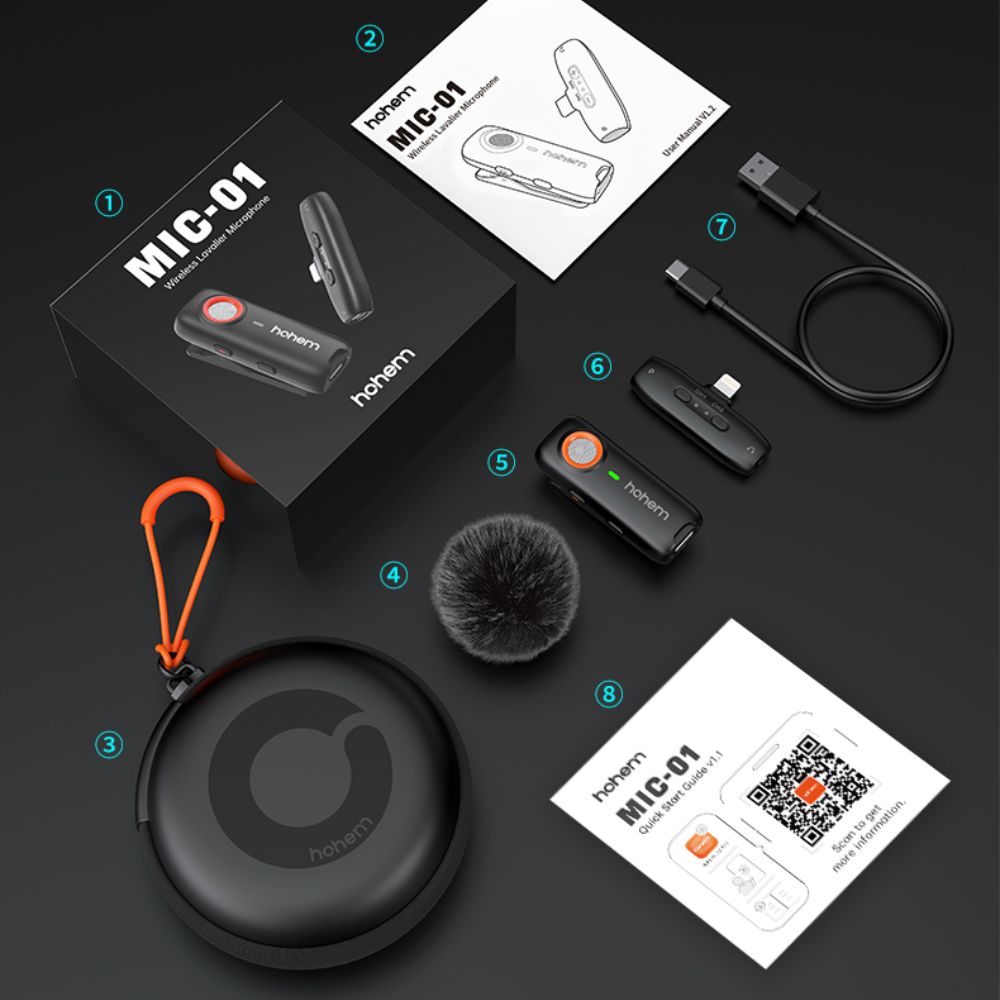 מיקרופון אלחוטי לסמארטפון Hohem MIC-01 1TX + 1RX