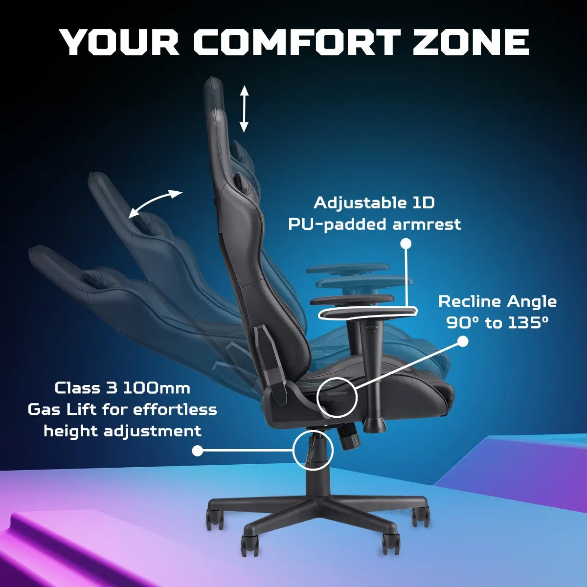 Acer Predator Rift Go  כיסא גיימינג דמוי עור שחור