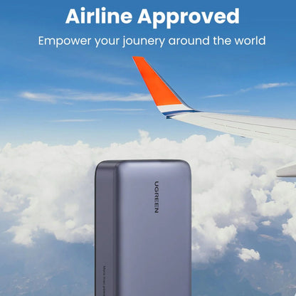 סוללת חרום בעלת טעינה מהירה UGREEN 20000mAh עם יציאות USB-C ו-USB-A