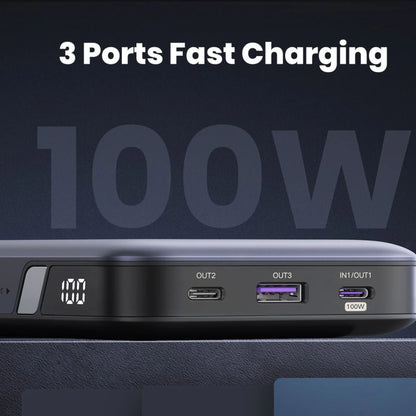 סוללת חרום בעלת טעינה מהירה UGREEN 20000mAh עם יציאות USB-C ו-USB-A