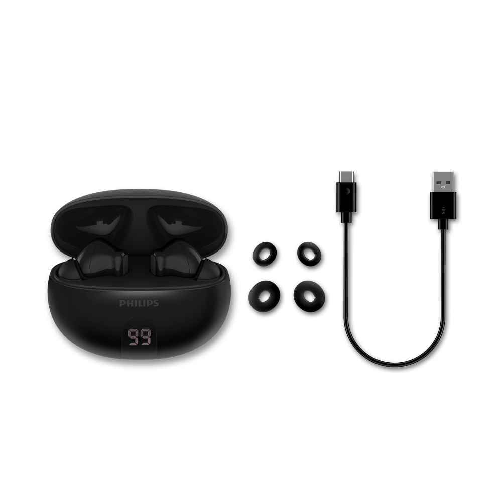 אוזניות אלחוטיות PHILIPS TAT2520BK TWS+ ANC שחור כולל תצוגה
